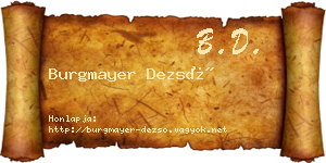 Burgmayer Dezső névjegykártya